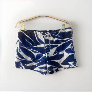 Club Monaco Men’s XS 4” Inseam Swim Trunk - Blue Leaf Print